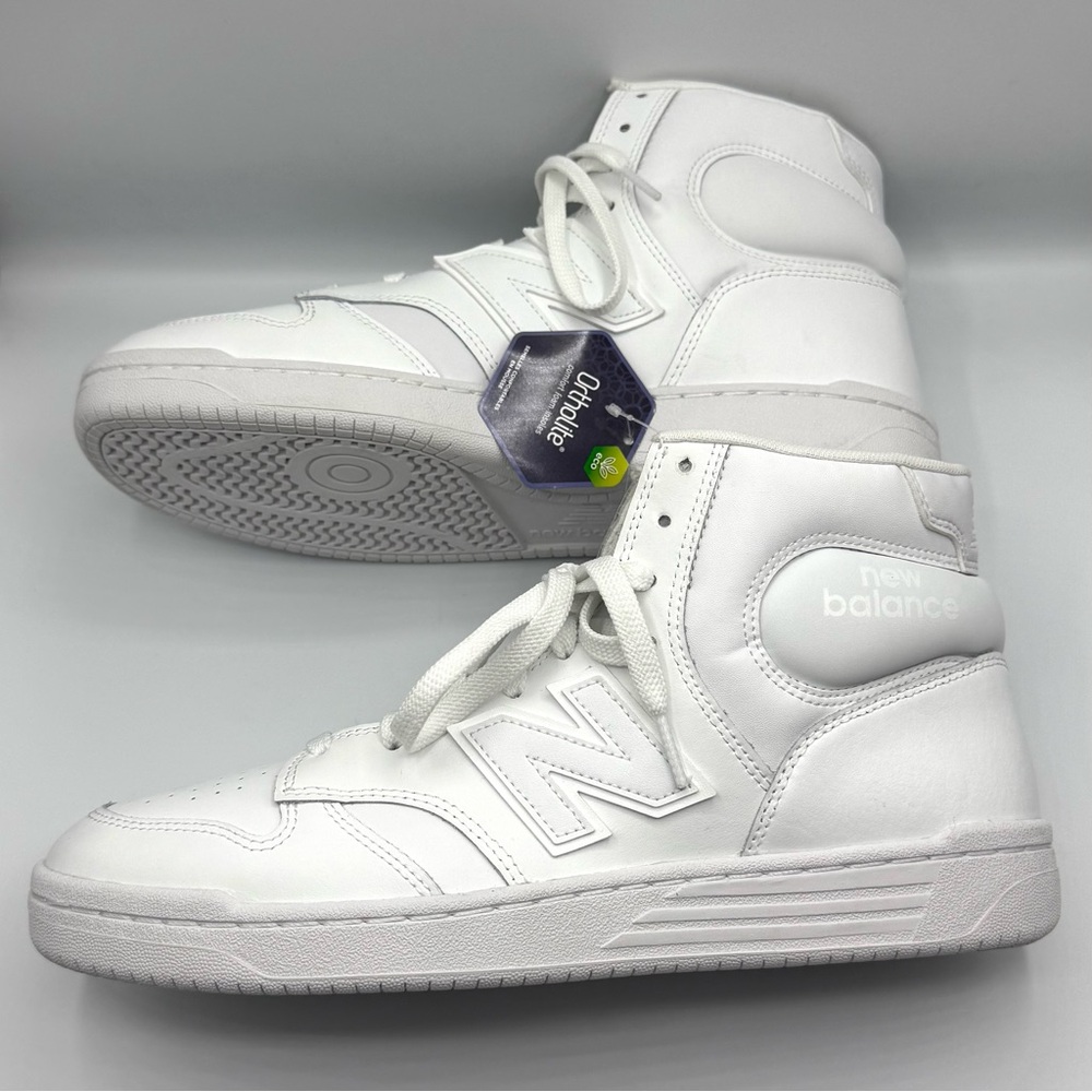 New Balance 480 White Lace-Up High Top Basketball Sneakers